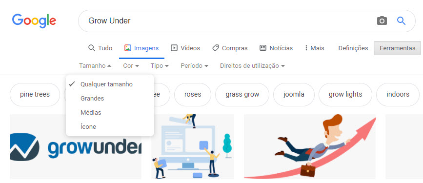 Google Imagens 6 Tamanho